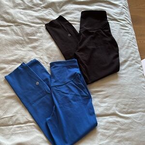 Lululemon 2 pairs leggings size 4 blue and black